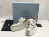 PRADA PRADA Leather Wingtip Sneakers Silver Size 36 1/2