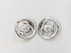 CHANEL Vintage Coco Mark Turn Lock Silver Color Earrings