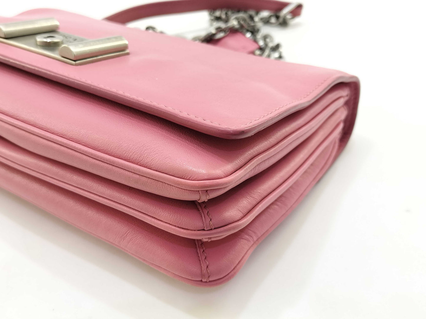 PRADA PRADA Prada Leather Chain Shoulder Bag Pink Shoulder Bag