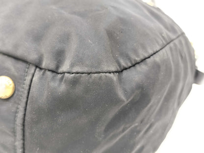 PRADA Nylon Tote Bag with Logo Plate in Black