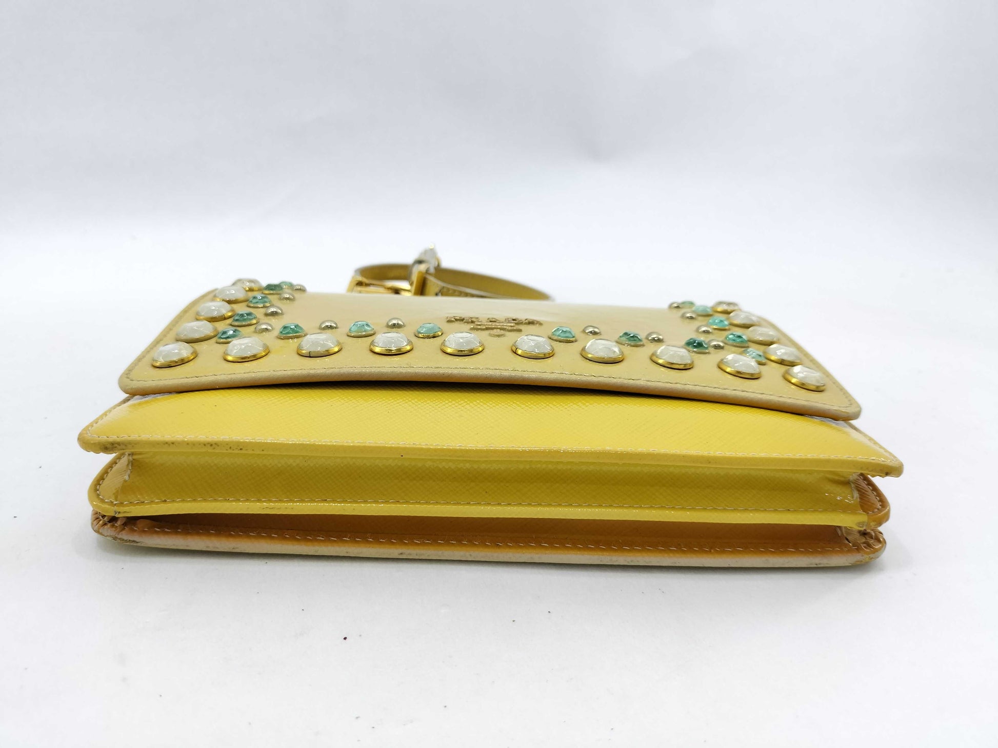 PRADA Prada Chain Shoulder Bag Yellow Clutch Bag