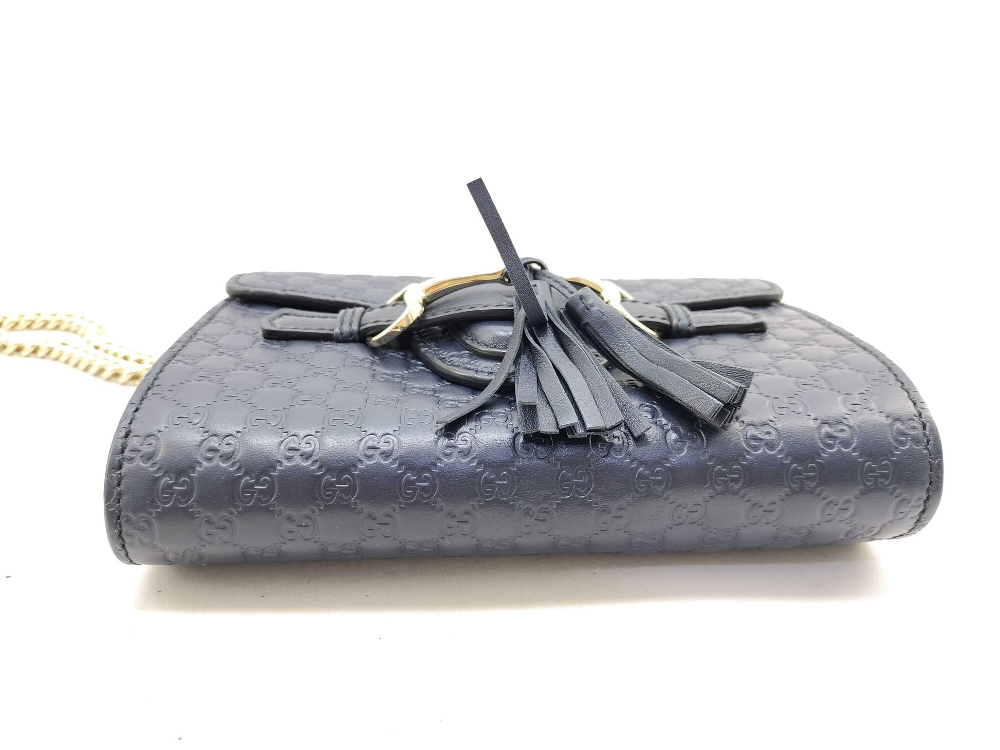 GUCCI Emily Micro Guccissima Horsebit Shoulder Bag in Black