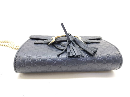 GUCCI Emily Micro Guccissima Horsebit Shoulder Bag in Black