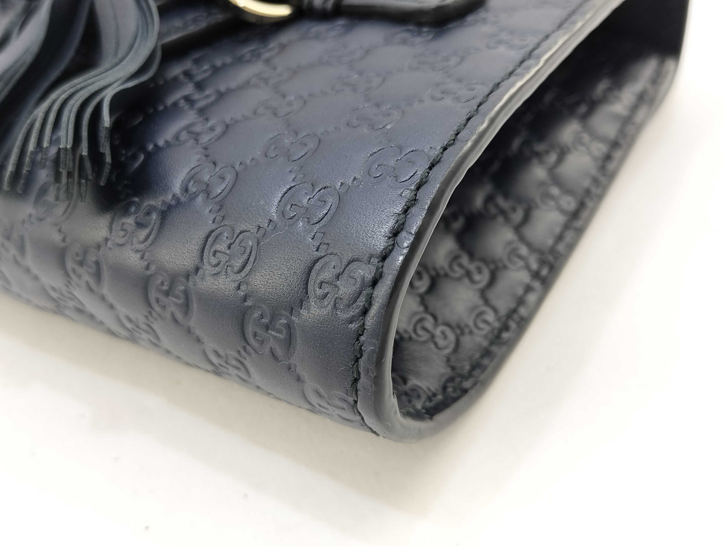 GUCCI Emily Micro Guccissima Horsebit Shoulder Bag in Black