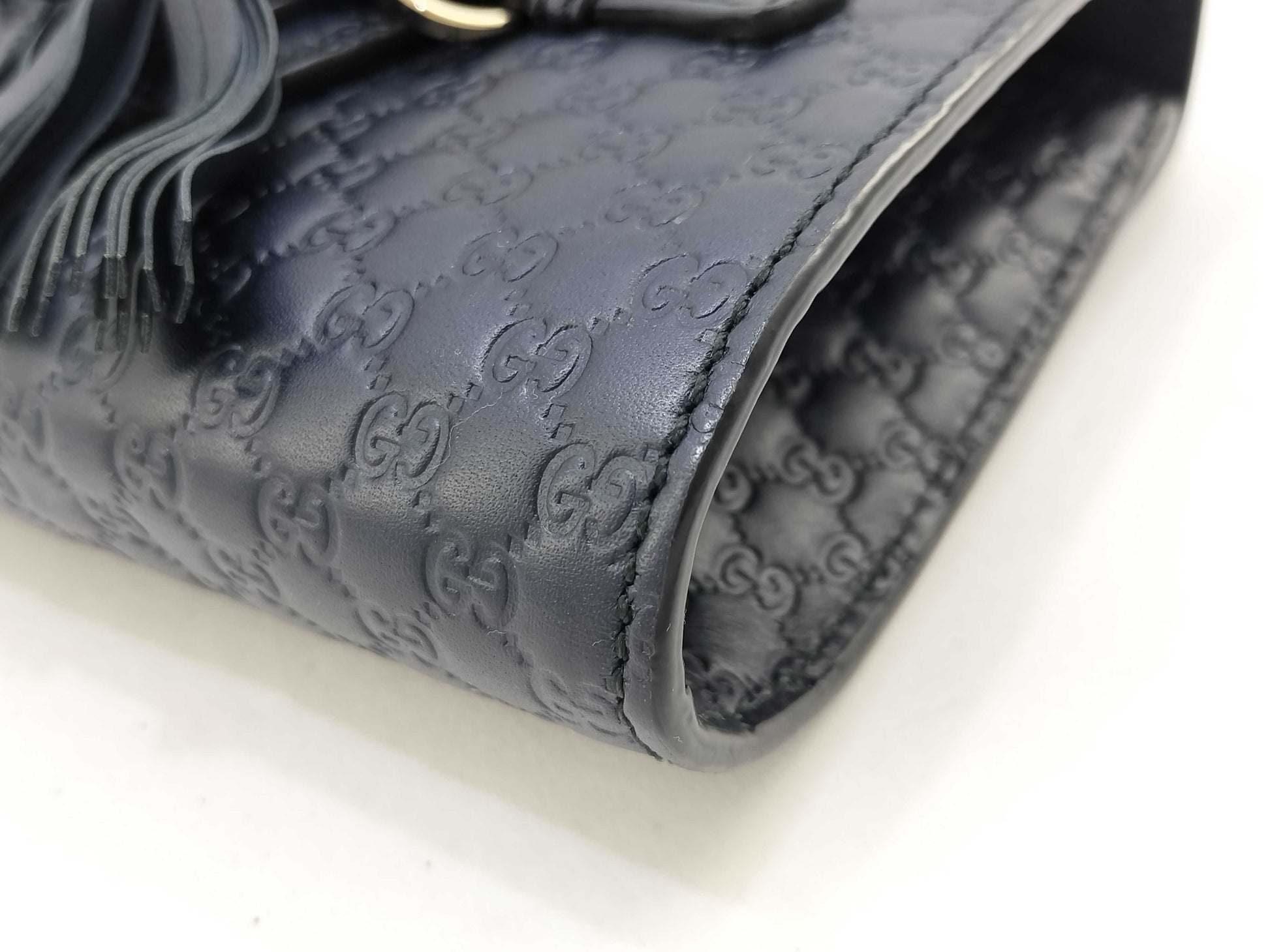 GUCCI Emily Micro Guccissima Horsebit Shoulder Bag in Black