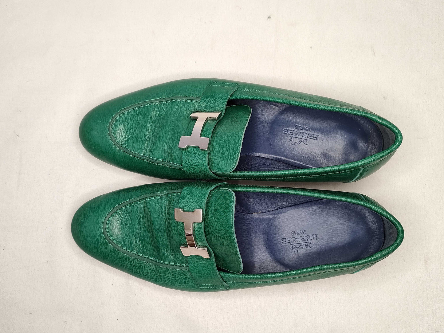 HERMES Hermes Loafers Green Size 37.5