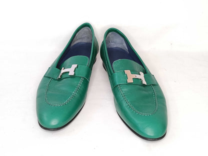 HERMES Hermes Loafers Green Size 37.5