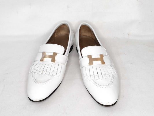 HERMES Hermes Loafers White Size 36 Fringe Loafers