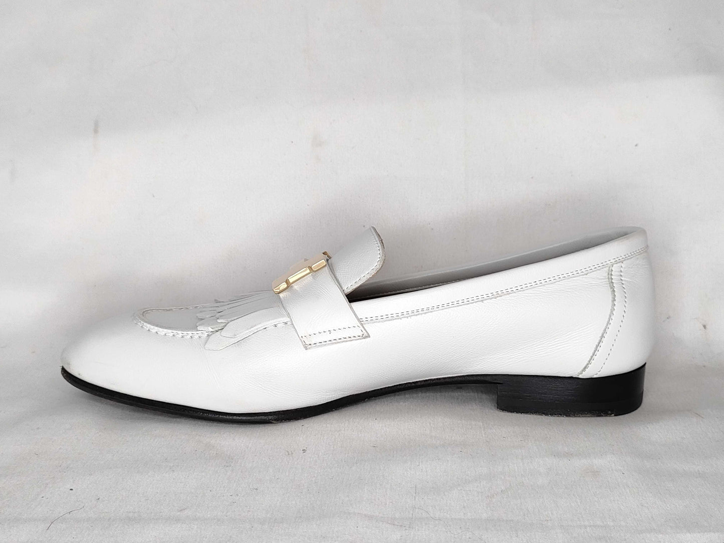 HERMES Hermes Loafers White Size 36 Fringe Loafers