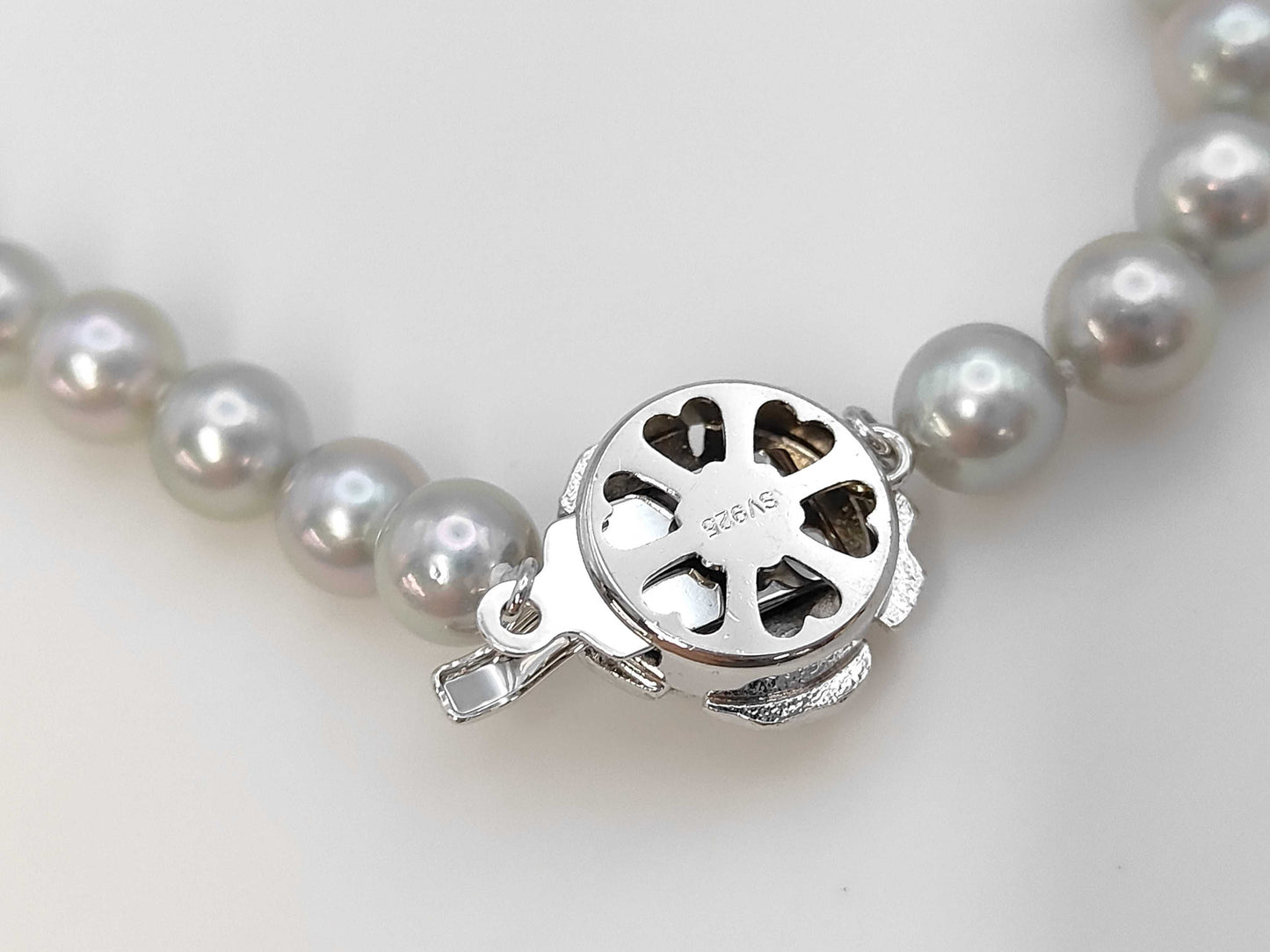 Pearl Necklace, Diameter: Approx. 6.4-6.8mm, Sterling Silver, 29.7g 