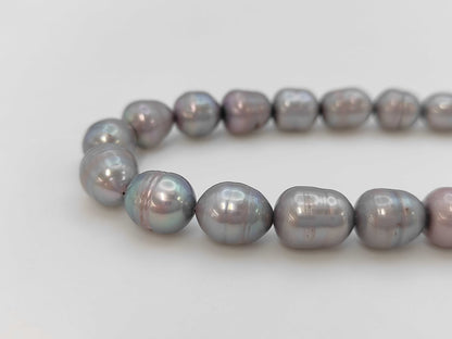 Semi-Round Pearl Necklace, Diameter: Approx. 8.8-10.1mm, Sterling Silver, 50.9g 