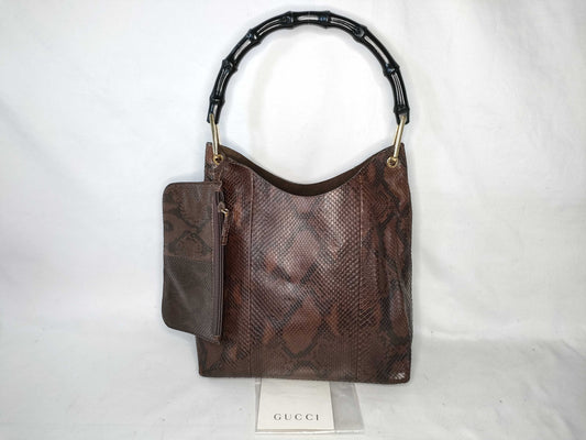 GUCCI Bamboo GUCCI Gucci Bamboo Shoulder Bag Python Shoulder Bag