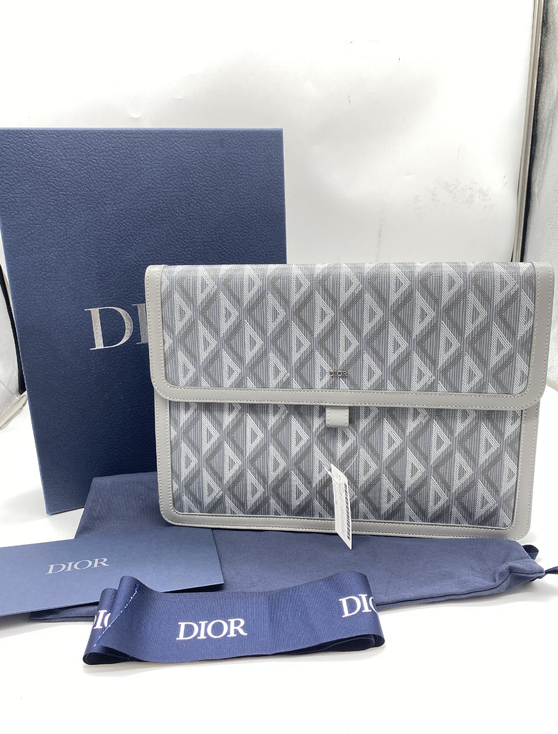 Dior CD Diamond PVC x Leather Second Bag with Box and Bag