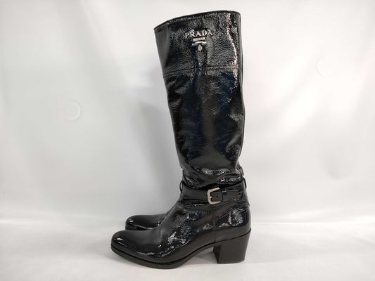 PRADA Enamel Long Boots 381/2 Other Shoes