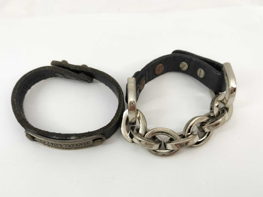 Leather and Metal Bracelet Set Bracelet/Bangle