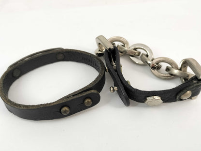 Leather and Metal Bracelet Set Bracelet/Bangle