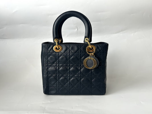 Dior Cannage Small Navy Bag
