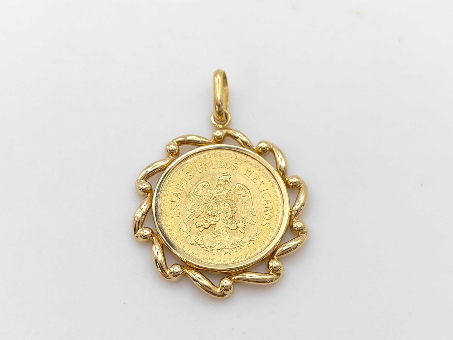 Mexican 2.5 Peso Gold Coin, 21.6K/18K, 3.8g Pendant Top 