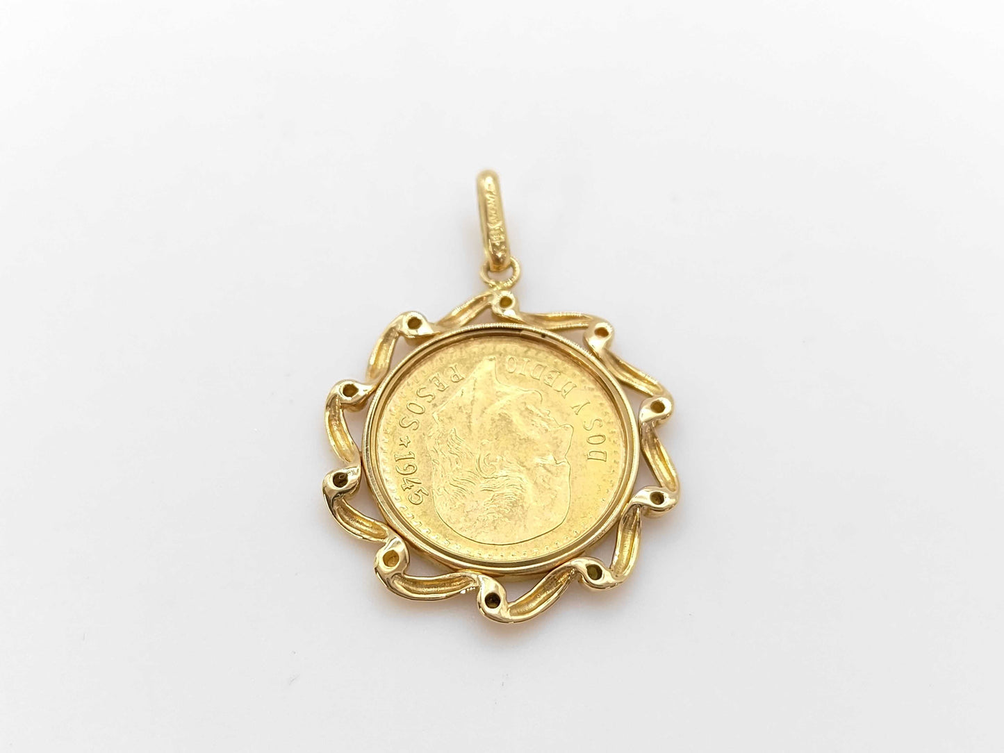 Mexican 2.5 Peso Gold Coin, 21.6K/18K, 3.8g Pendant Top 
