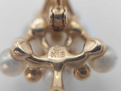 MIKIMOTO Tree Motif Pearl Brooch, Diameter: Approx. 3.5-4.4mm, 18K Gold, 2.9g 