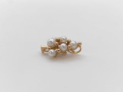 MIKIMOTO Tree Motif Pearl Brooch, Diameter: Approx. 3.5-4.4mm, 18K Gold, 2.9g 