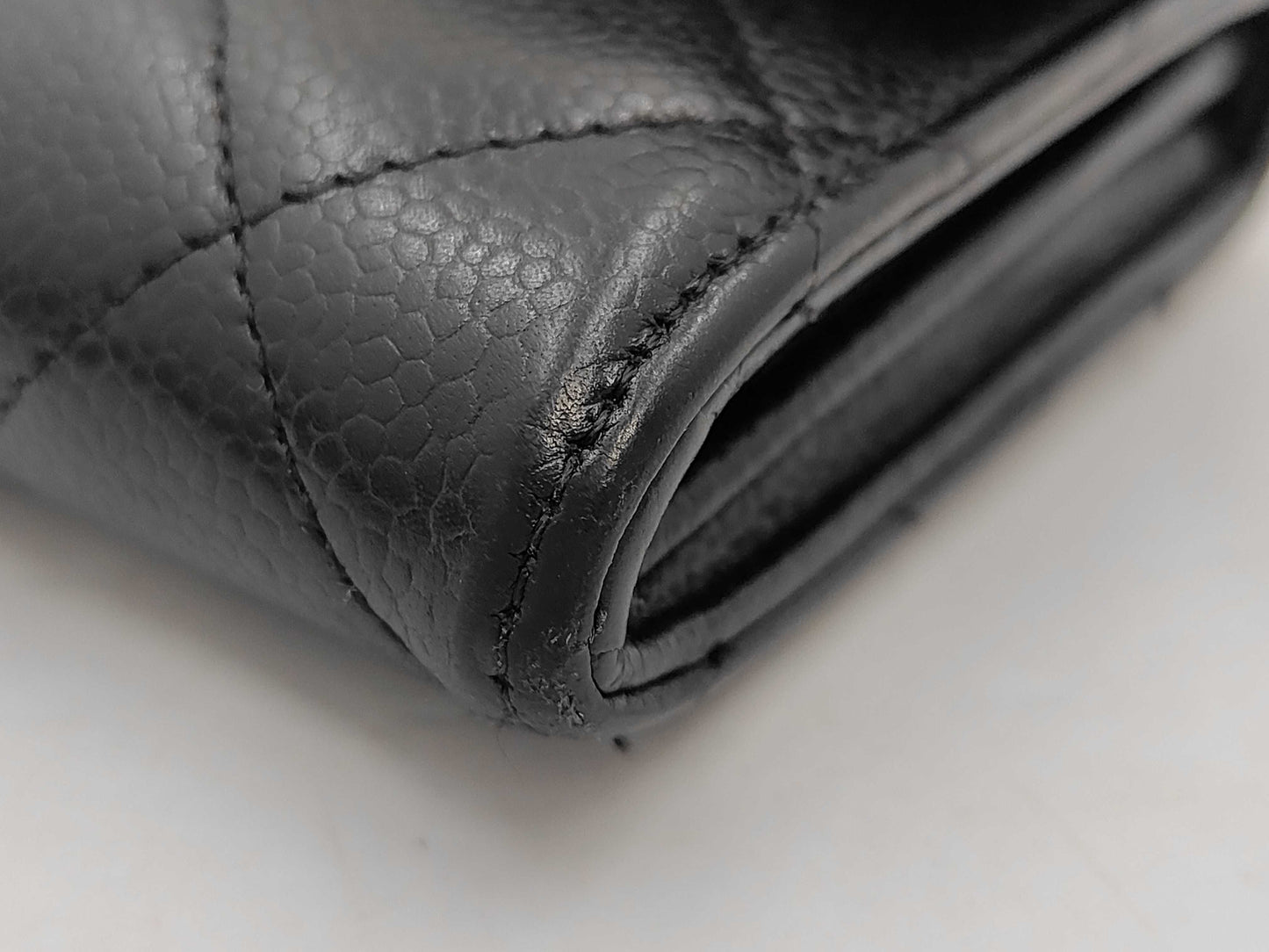 CHANEL Matelasse Caviar Leather Tri-Fold Long Wallet