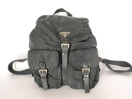 PRADA nylon backpack with triangle logo in black