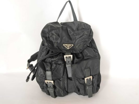 PRADA Nylon Prada Mini Backpack with Triangle Logo, Black