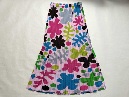 PLEATS PLEASE PLEATS PLEASE Long Skirt Floral Print Multicolor Flared Skirt