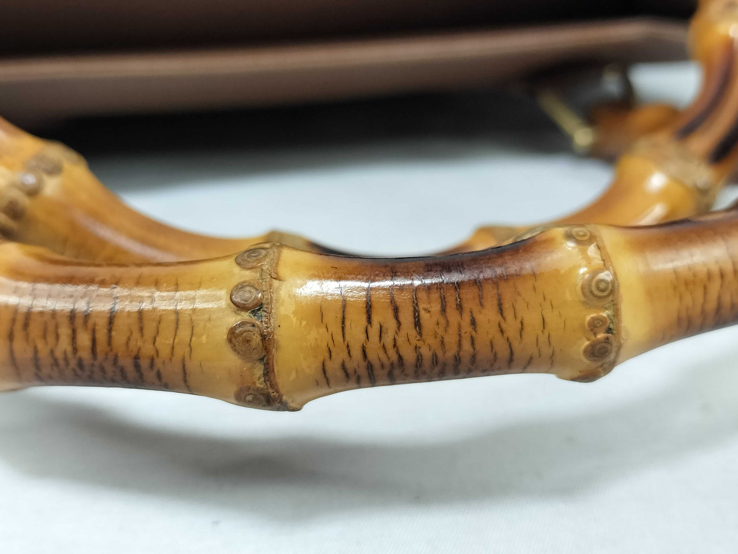 GUCCI Bamboo Handbag Bamboo Handle Leather Brown Tote Bag