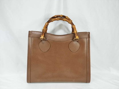 GUCCI Bamboo Handbag Bamboo Handle Leather Brown Tote Bag