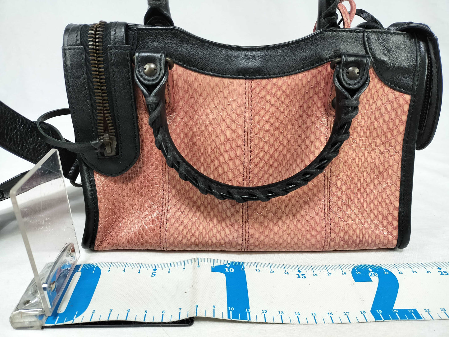 BALENCIAGA The City 2-Way Handbag in Pink Python Leather