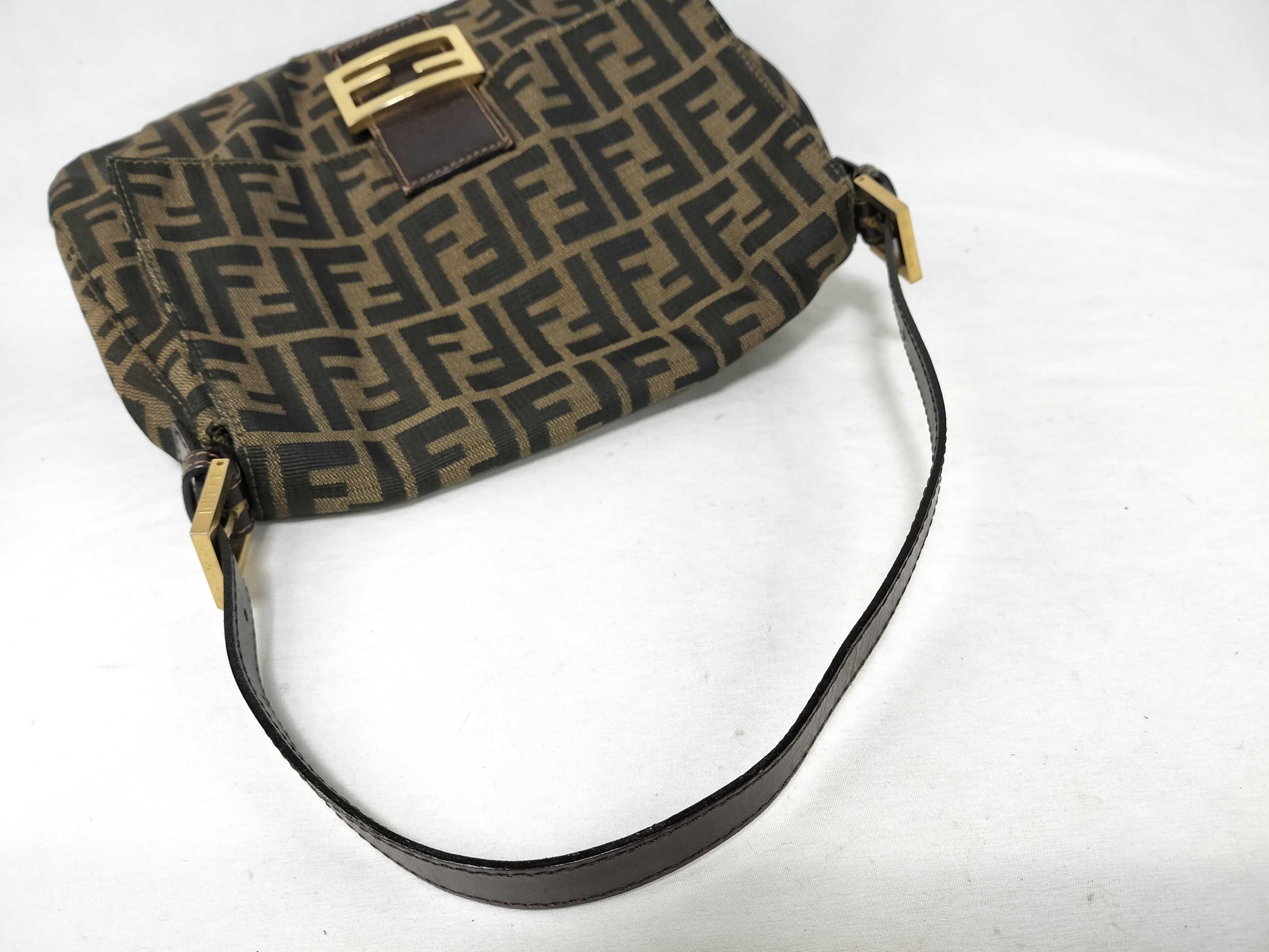 FENDI Mamma Bucket Zucca Shoulder Bag with Gold Hardware