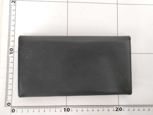 PRADA Prada long wallet black logo plate wallet