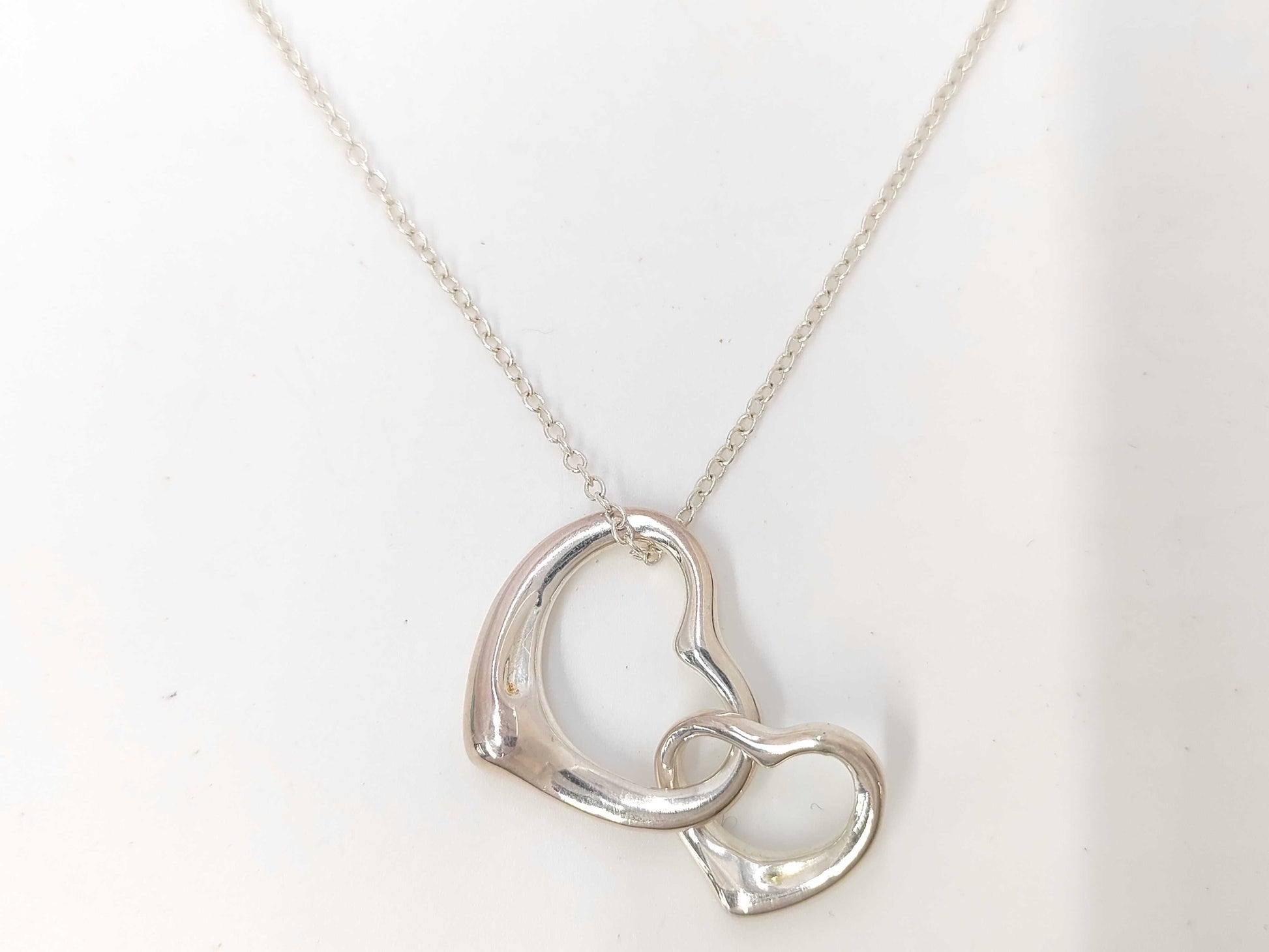 Tiffany & Co. Double Open Heart Necklace, SV925, 6.9g Necklace