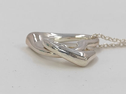 Tiffany & Co. Double Open Heart Necklace, SV925, 6.9g Necklace