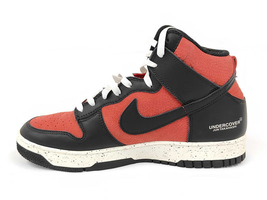 NIKE x UNDERCOVER Leather High-Top Sneakers, Size 27.5cm, Black and Red, dd9401-600