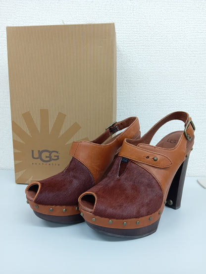 UGG Leather and Harako Sandals, Brown, Size 6