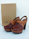 UGG Leather and Harako Sandals, Brown, Size 6