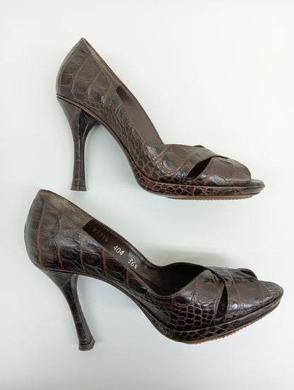Hugo Boss Leather Sandals Brown Size 36 1/2 Pumps