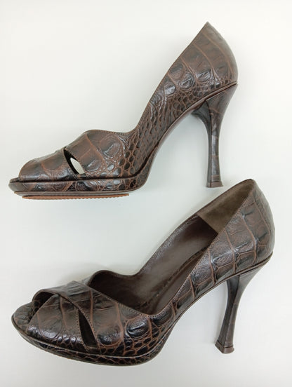 Hugo Boss Leather Sandals Brown Size 36 1/2 Pumps