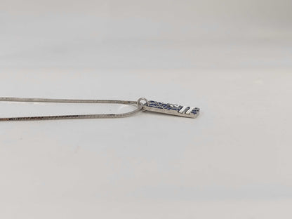 Dior Trotter Tag Plate Blue Necklace