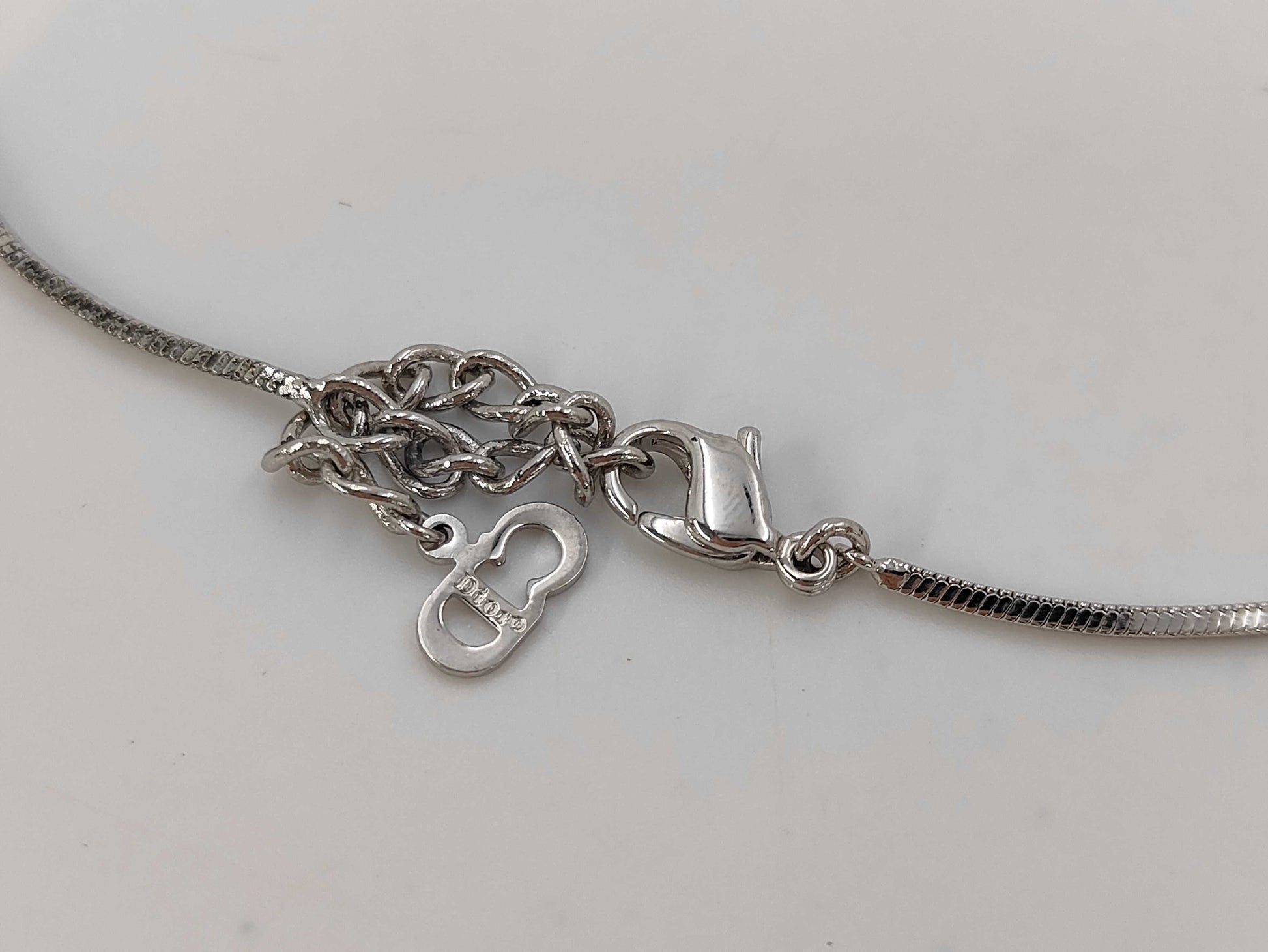 Dior Trotter Tag Plate Blue Necklace