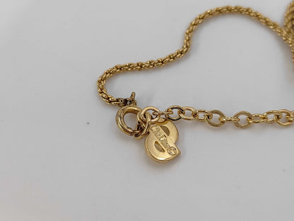 Dior CD Logo Octagon Rhinestone & Black Necklace