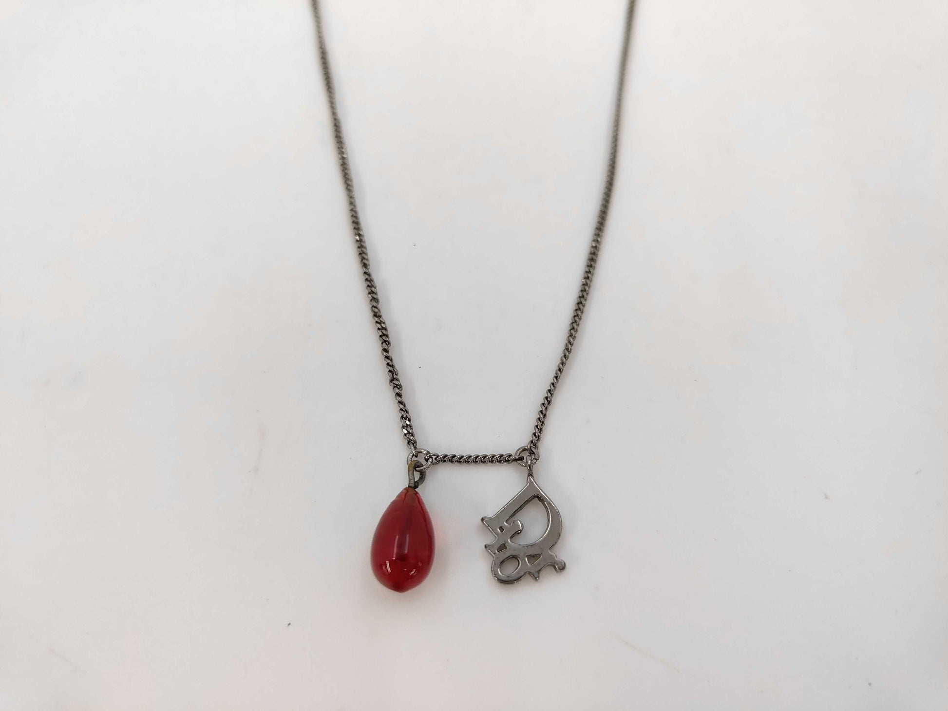 Dior Dior Logo Red Drop Necklace Necklace