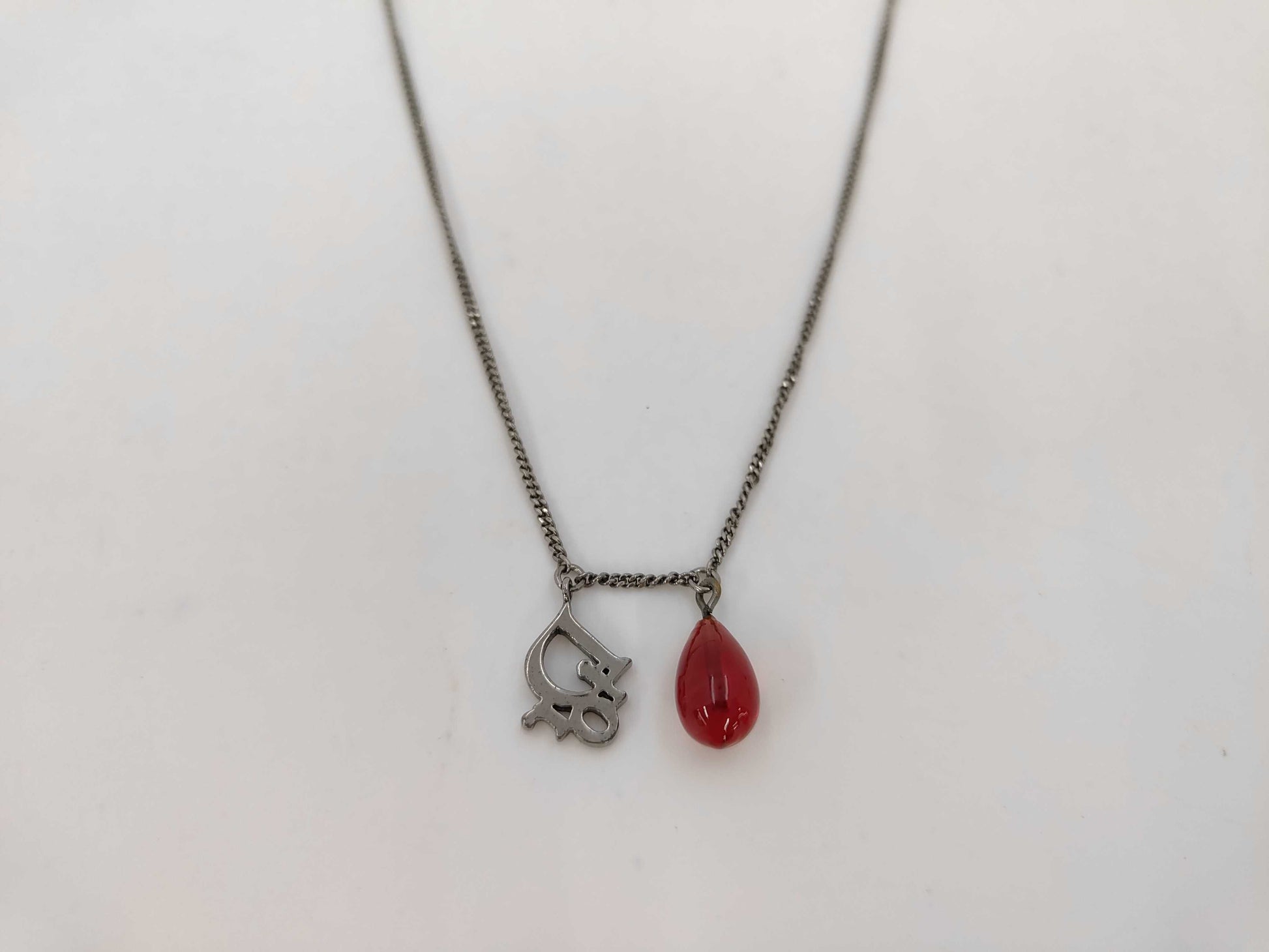 Dior Dior Logo Red Drop Necklace Necklace