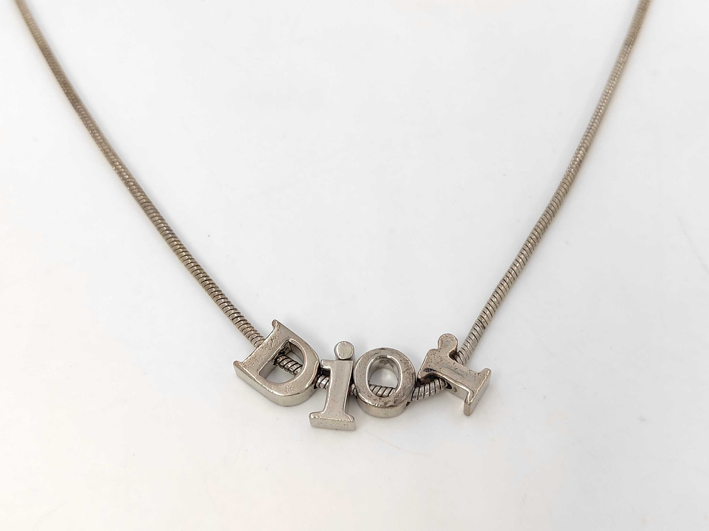 Dior logo silver necklace