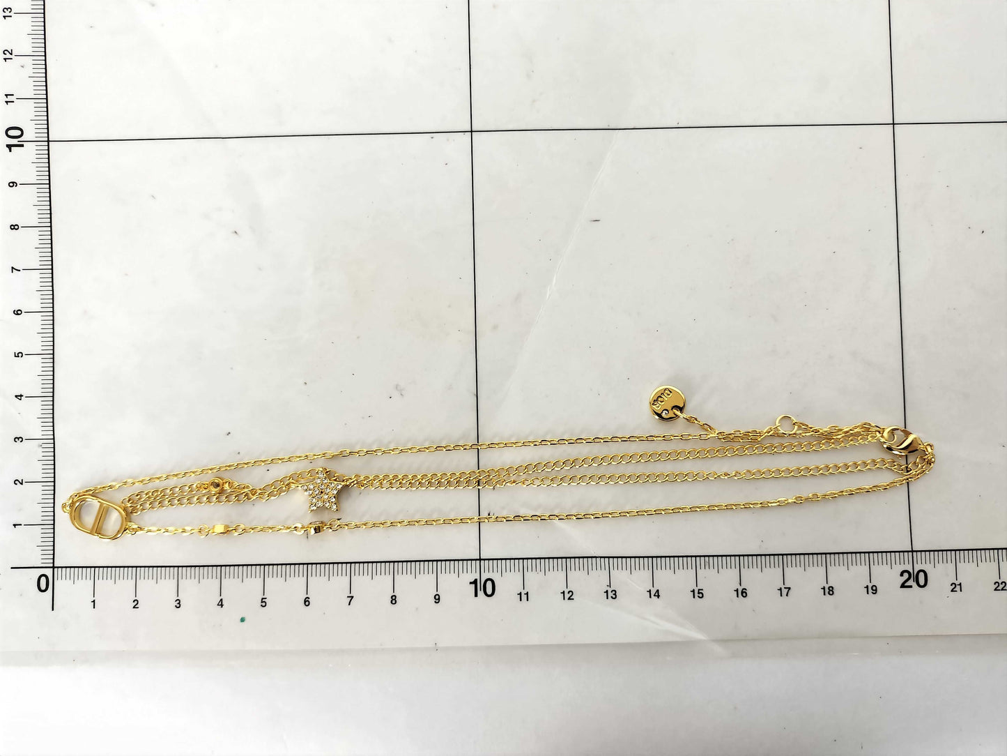 Dior Dior CD logo rhinestone necklace gold necklace