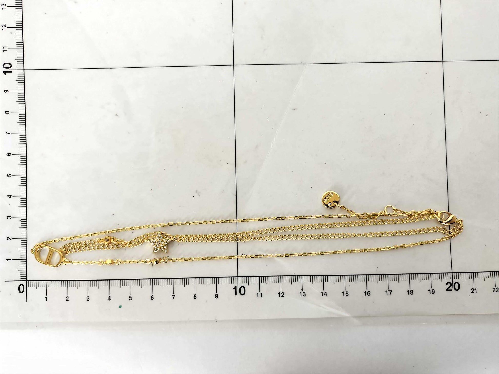 Dior Dior CD logo rhinestone necklace gold necklace