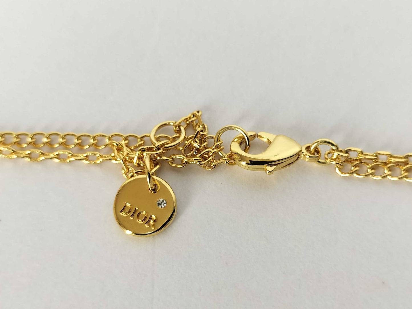 Dior Dior CD logo rhinestone necklace gold necklace